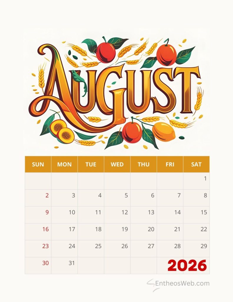 August printable calendars