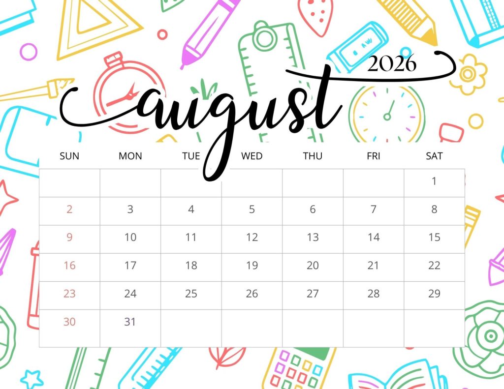 August printable calendars