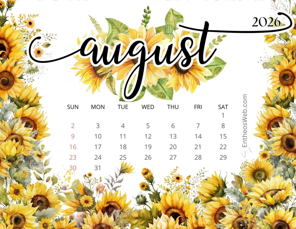 August printable calendars