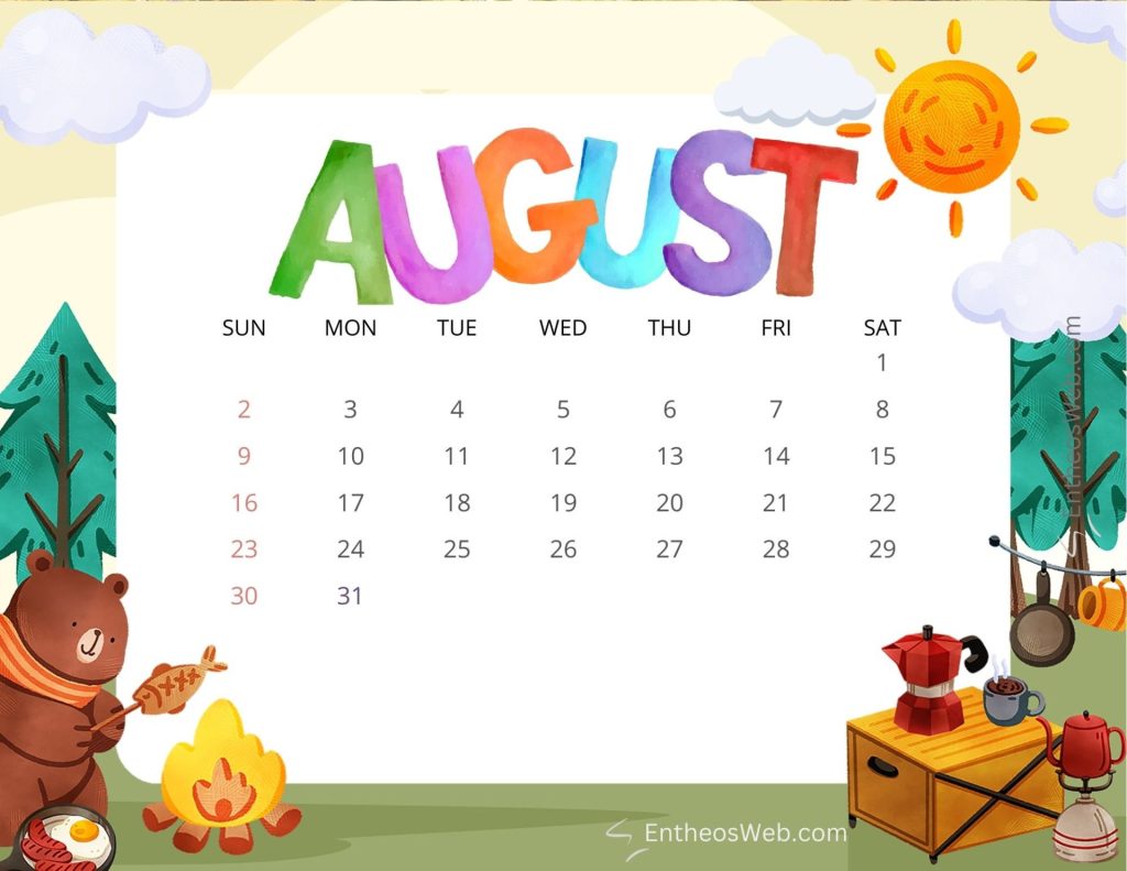 August printable calendars