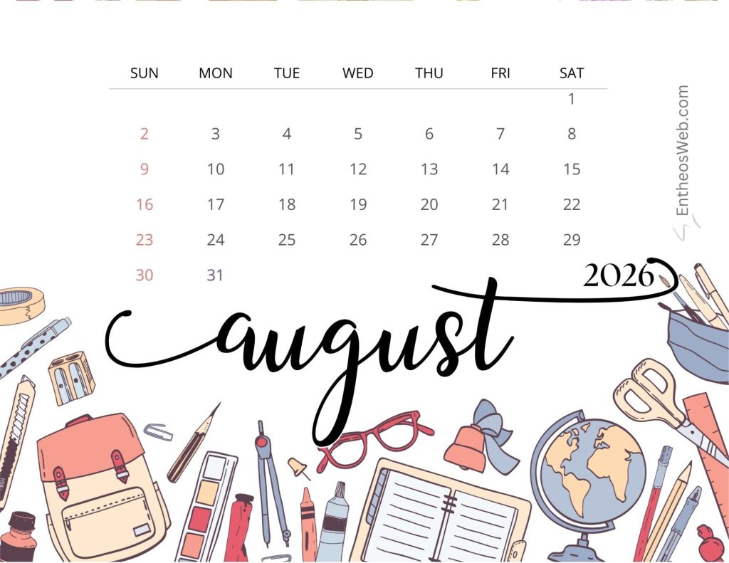 August printable calendars