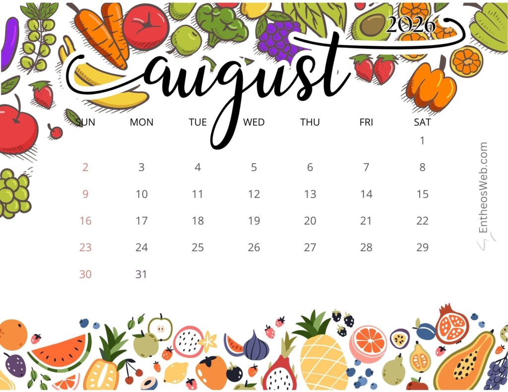 August printable calendars