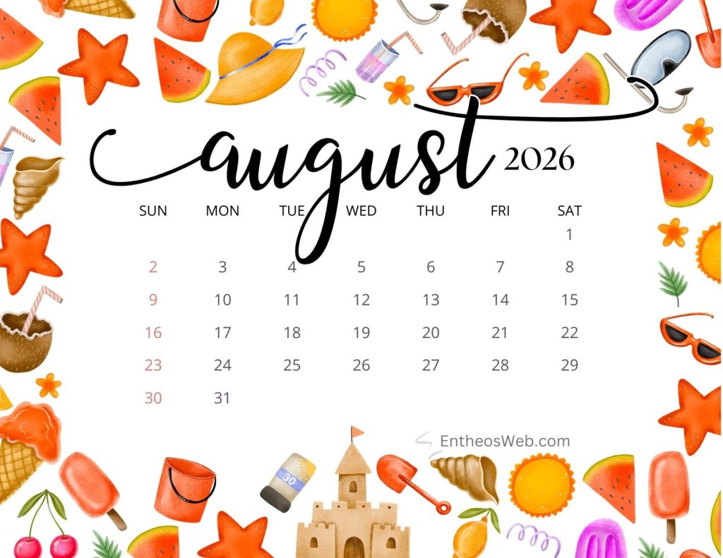 August printable calendars