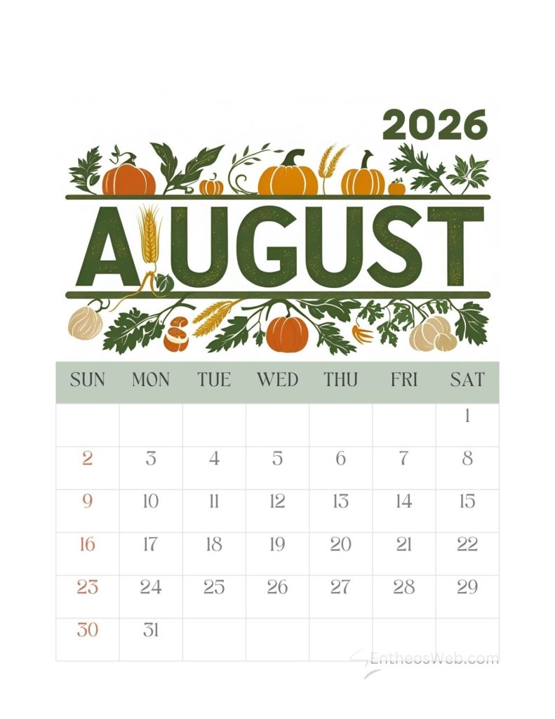 August printable calendars