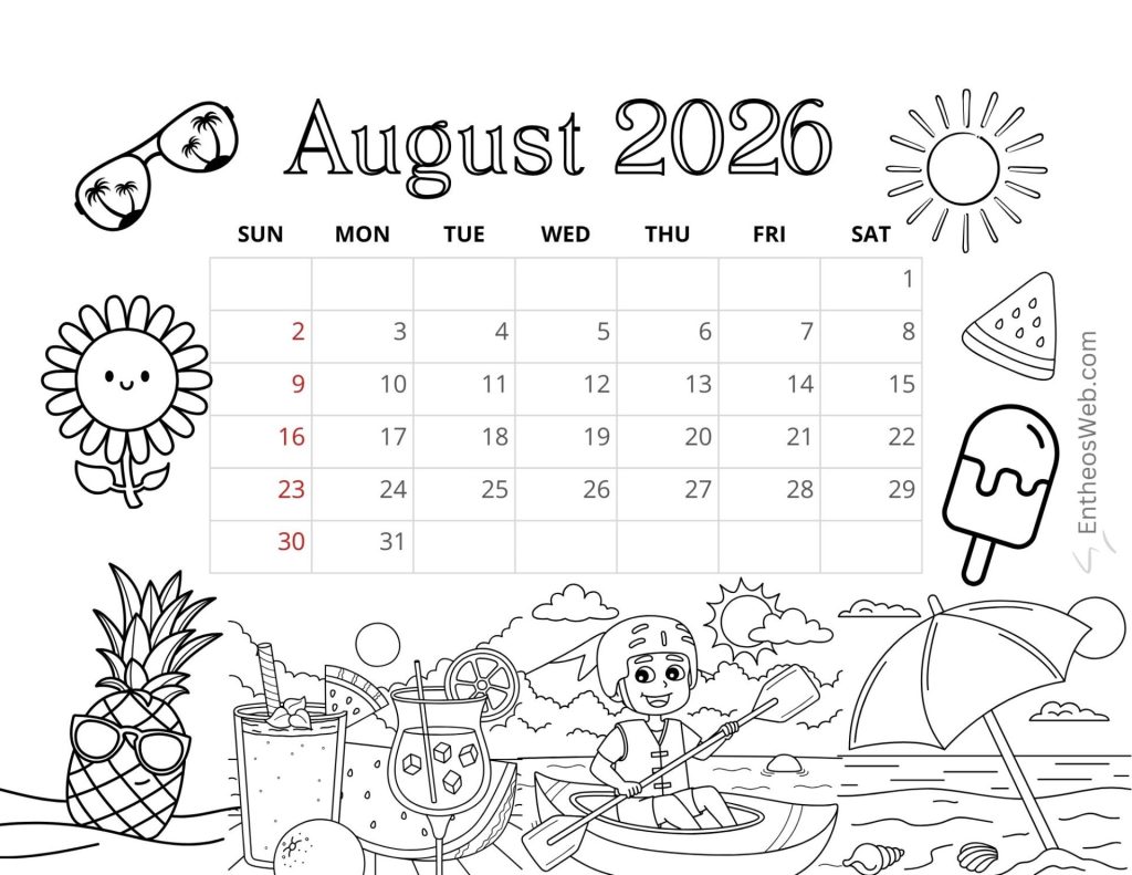 August printable calendars