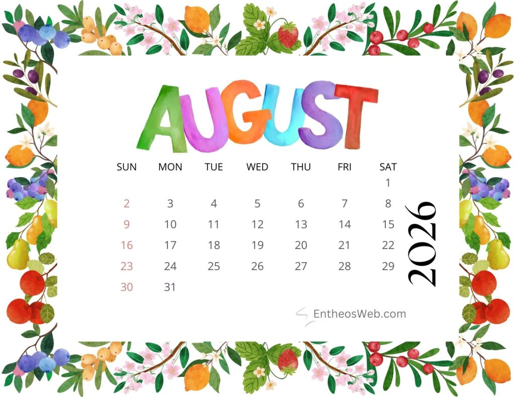 August printable calendars