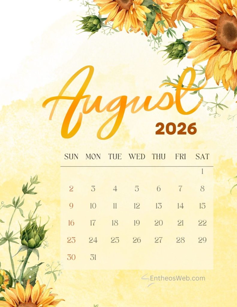 August printable calendars