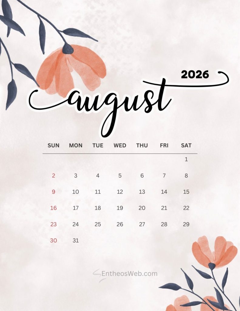 August printable calendars
