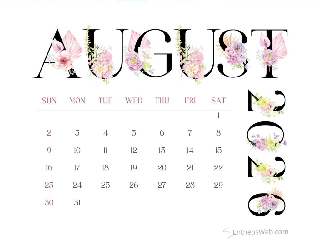 August printable calendars