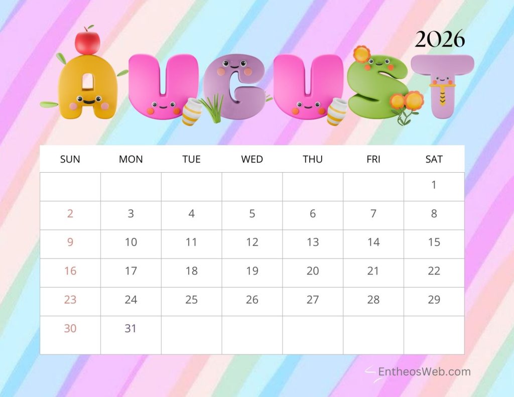 August printable calendars