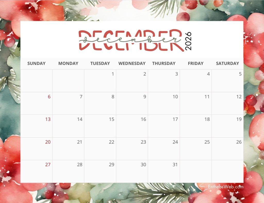 December 2026 calendar 4