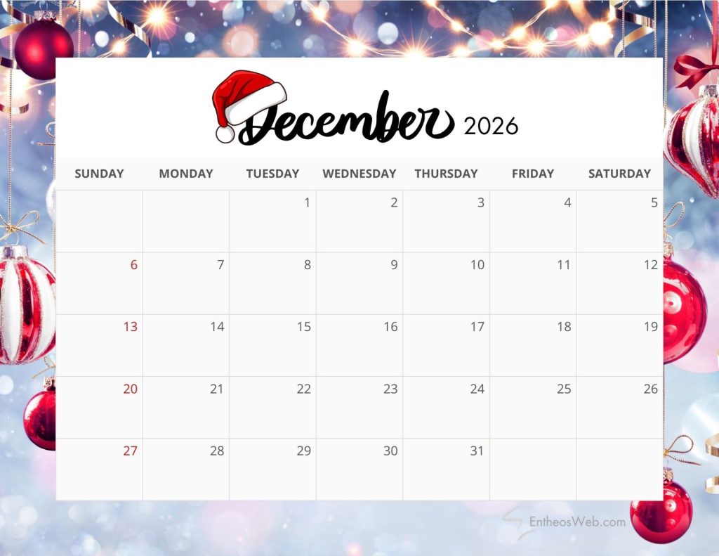 December 2026 calendar festive 3