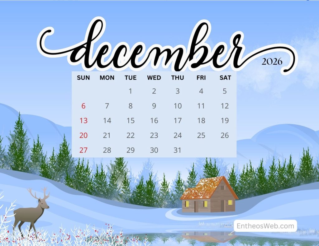 December 2026 calendar reindeer by entheosweb 20