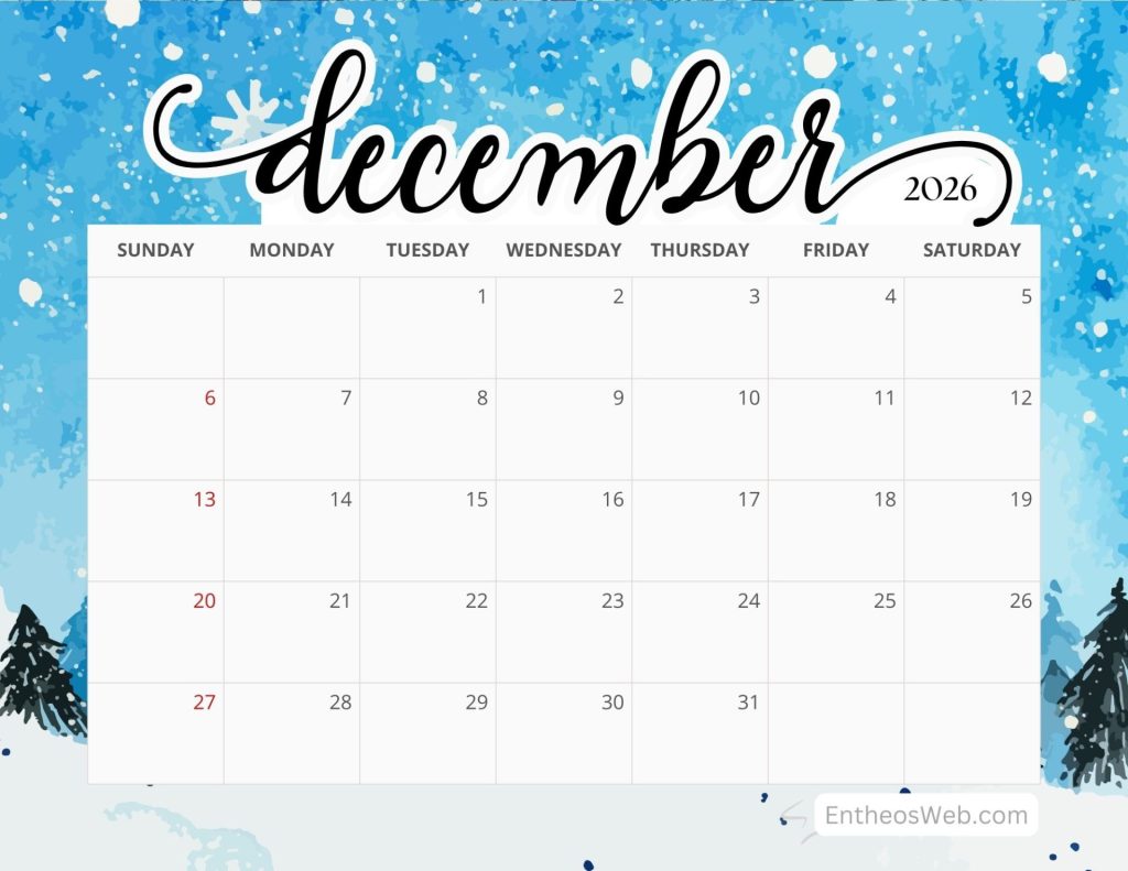December 2026 calendar winter by entheosweb 19