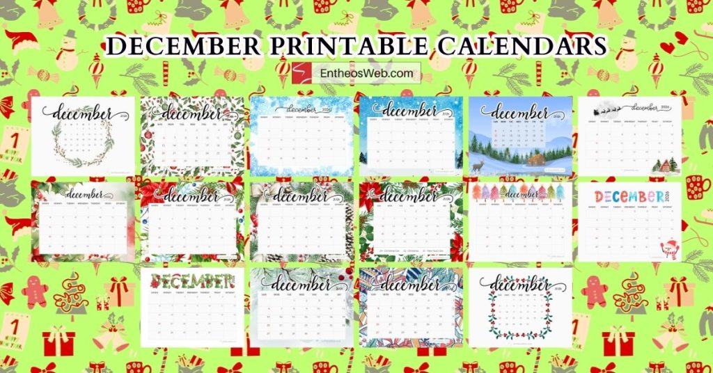December printable calendars