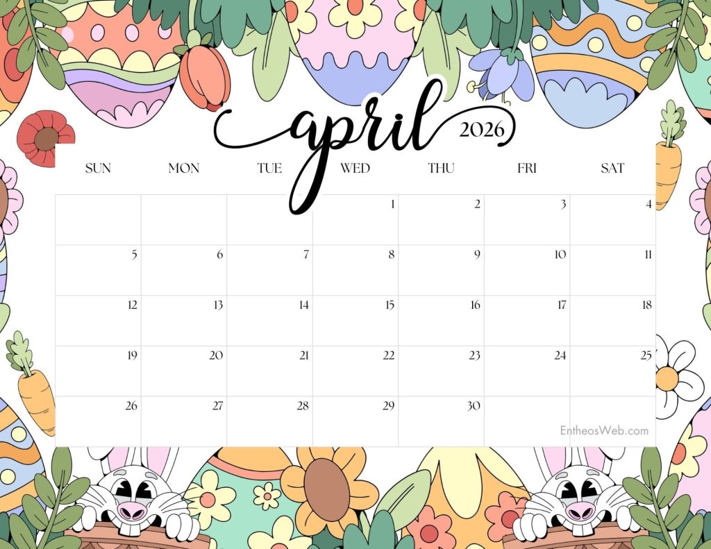 April 2026 printable calendar