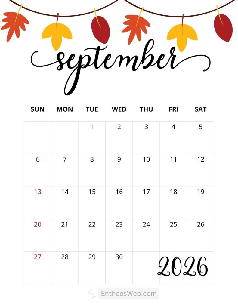 September printable calendars