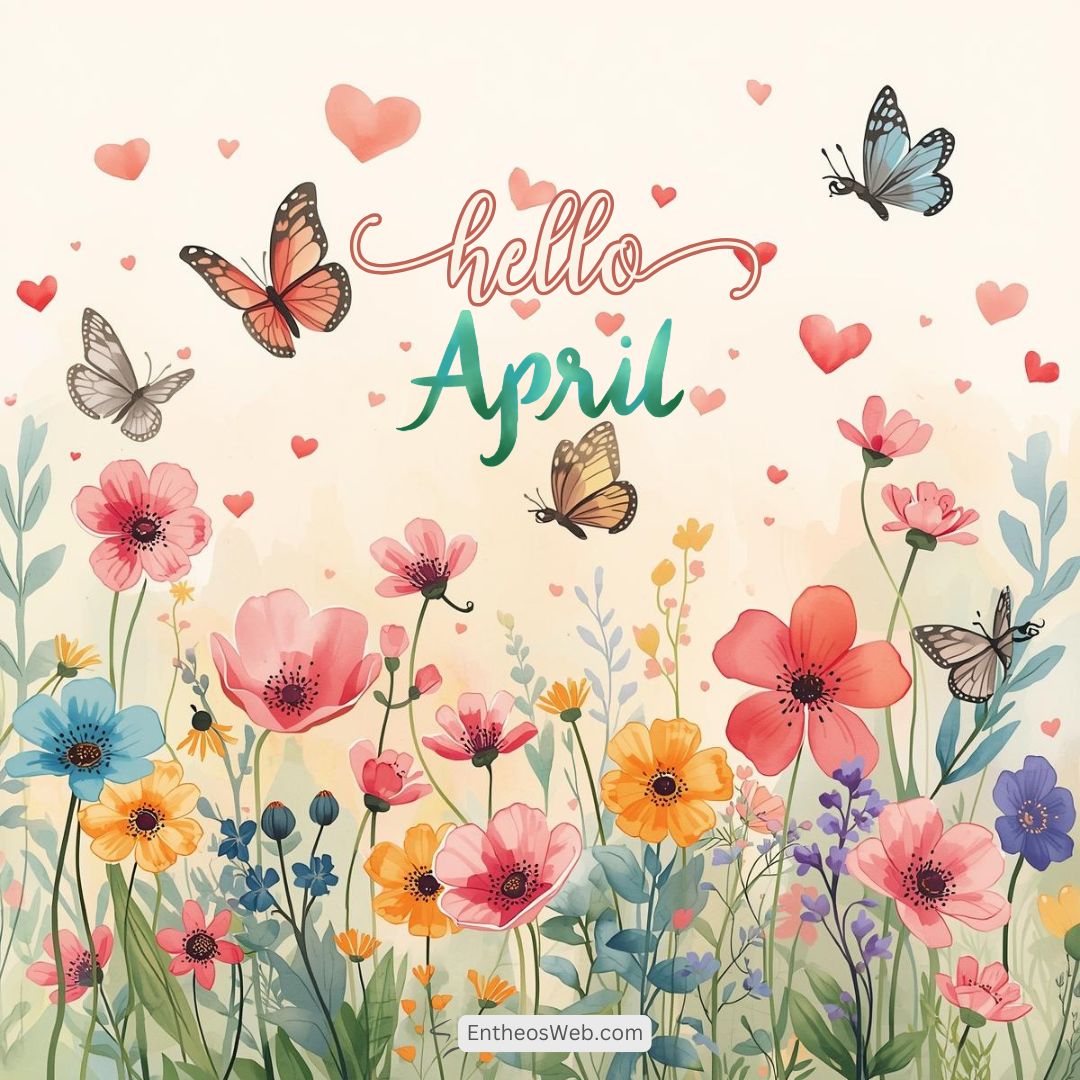 Hello april butterflies hearts and flowers | hello april images | entheosweb Hello april butterflies hearts and flowers