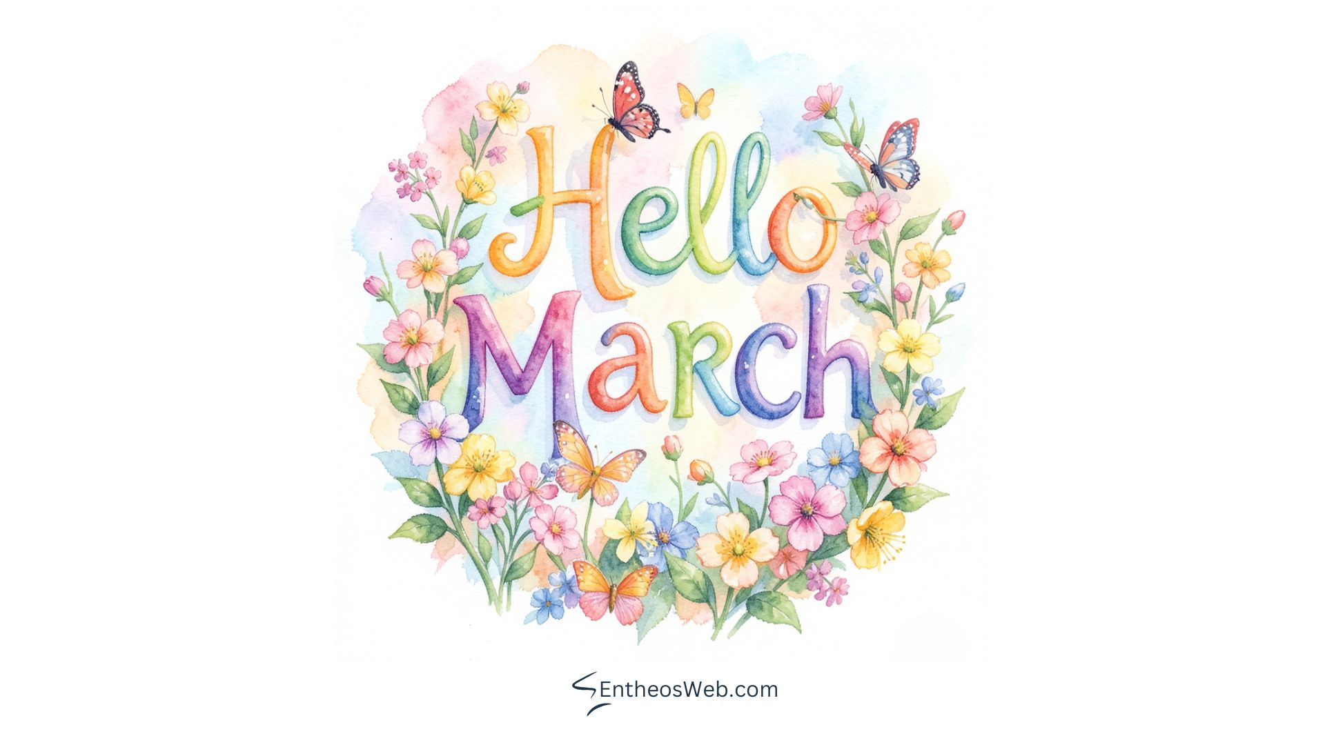 Hello march colorful flowers and butterflies desktop wallpaper | hello march images wallaper backgrounds facebook covers | entheosweb Hello march colorful flowers and butterflies desktop wallpaper