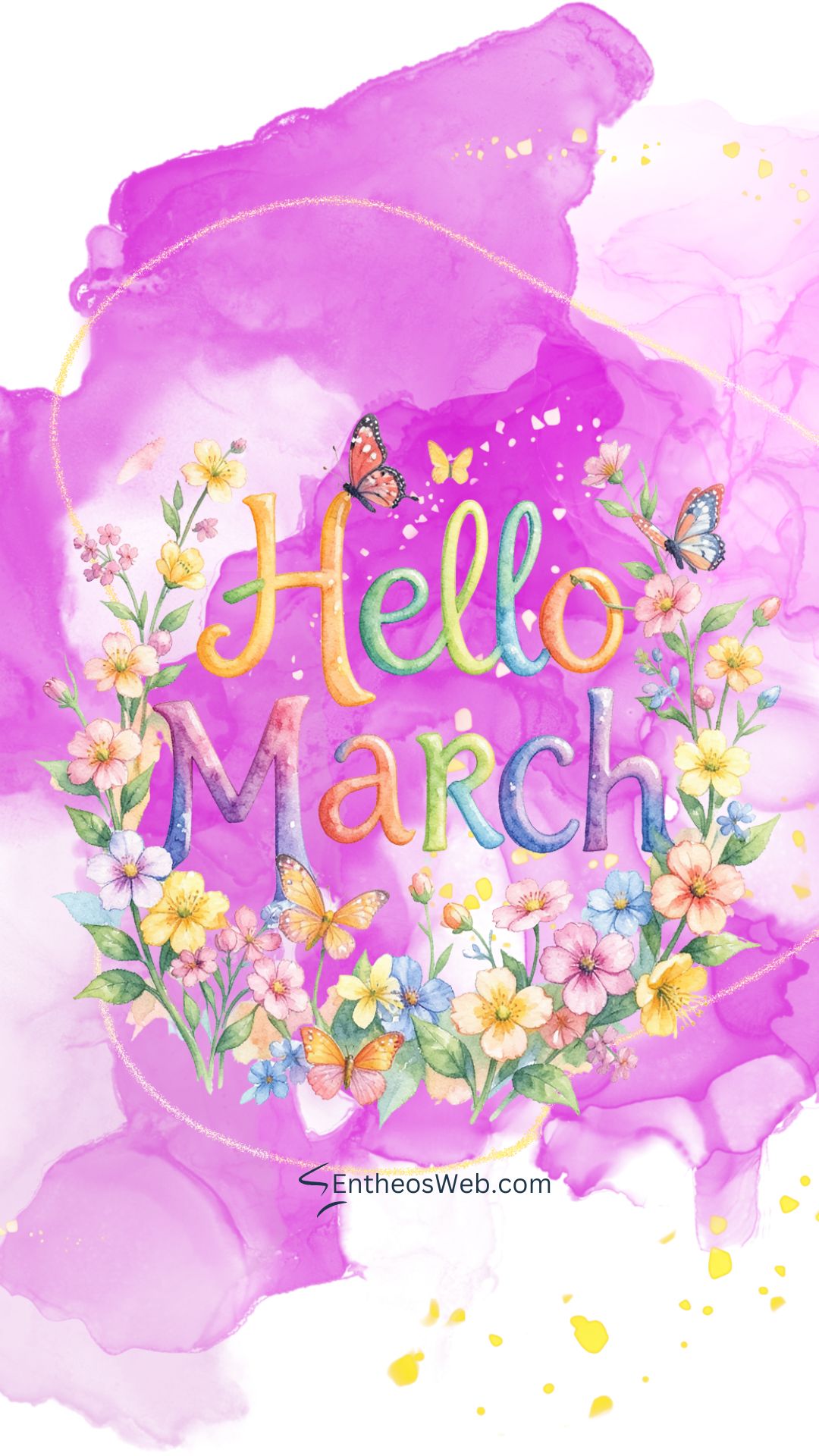 Hello march colorful flowers and butterflies phone wallpaper | hello march images wallaper backgrounds facebook covers | entheosweb Hello march colorful flowers and butterflies phone wallpaper