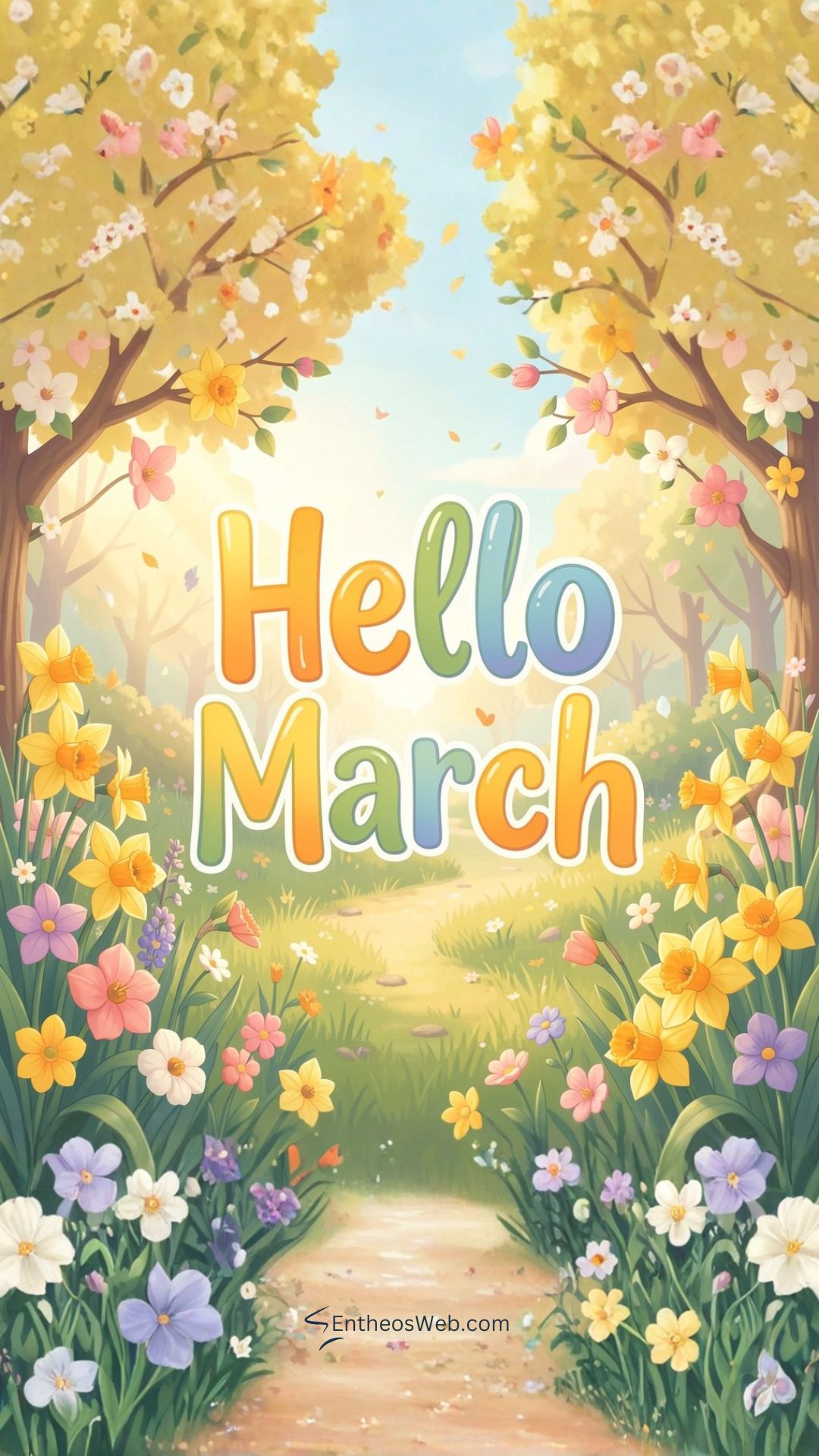 Hello march daffodils phone wallpaper 2 | hello march images wallaper backgrounds facebook covers | entheosweb Hello march phone wallpaper
