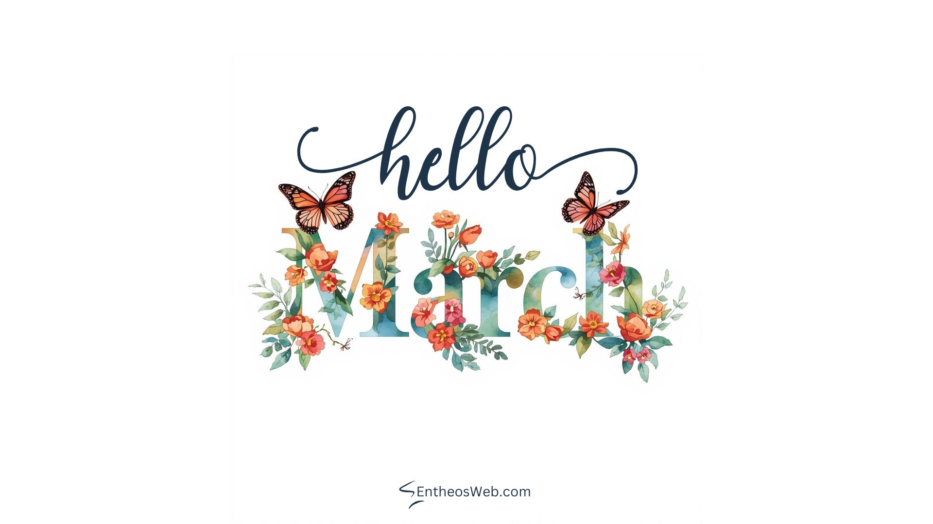 Hello march flowers and butterflies desktop wallpaper 2 | hello march images wallaper backgrounds facebook covers | entheosweb Hello march background