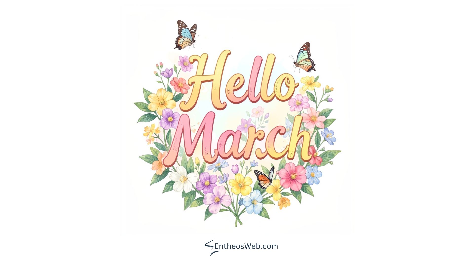 Hello march flowers and butterflies desktop wallpaper | hello march images wallaper backgrounds facebook covers | entheosweb Hello march flowers and butterflies desktop wallpaper