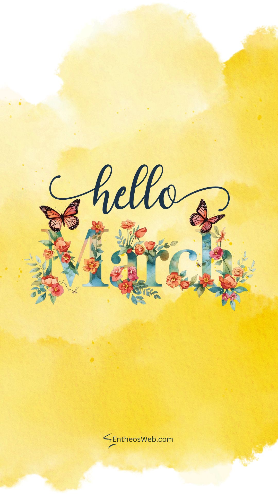 Hello march flowers and butterflies phone wallpaper 2 | hello march images wallaper backgrounds facebook covers | entheosweb Hello march phone wallpaper