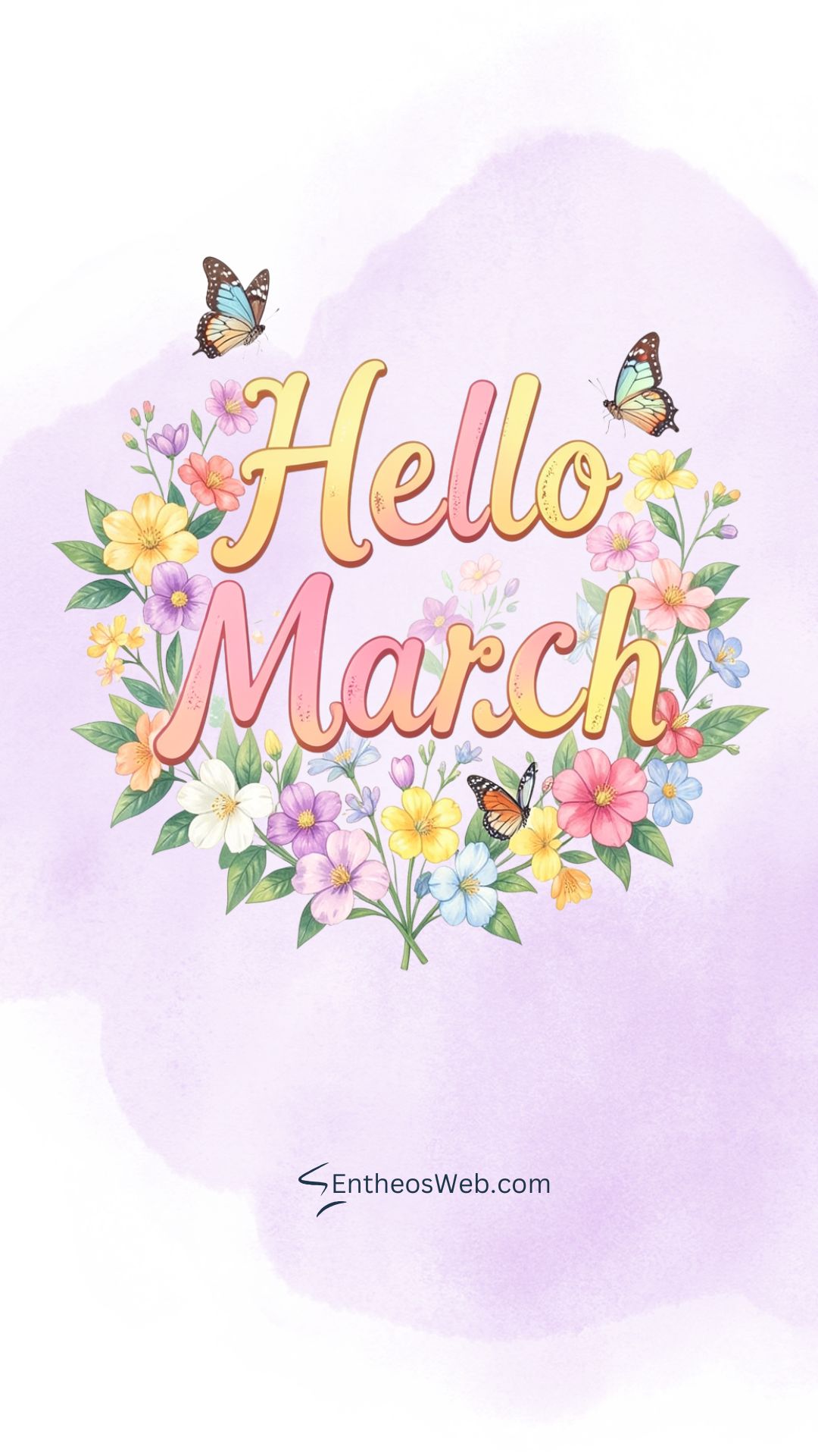 Hello march flowers and butterflies phone wallpaper | hello march images wallaper backgrounds facebook covers | entheosweb Hello march phone wallpaper