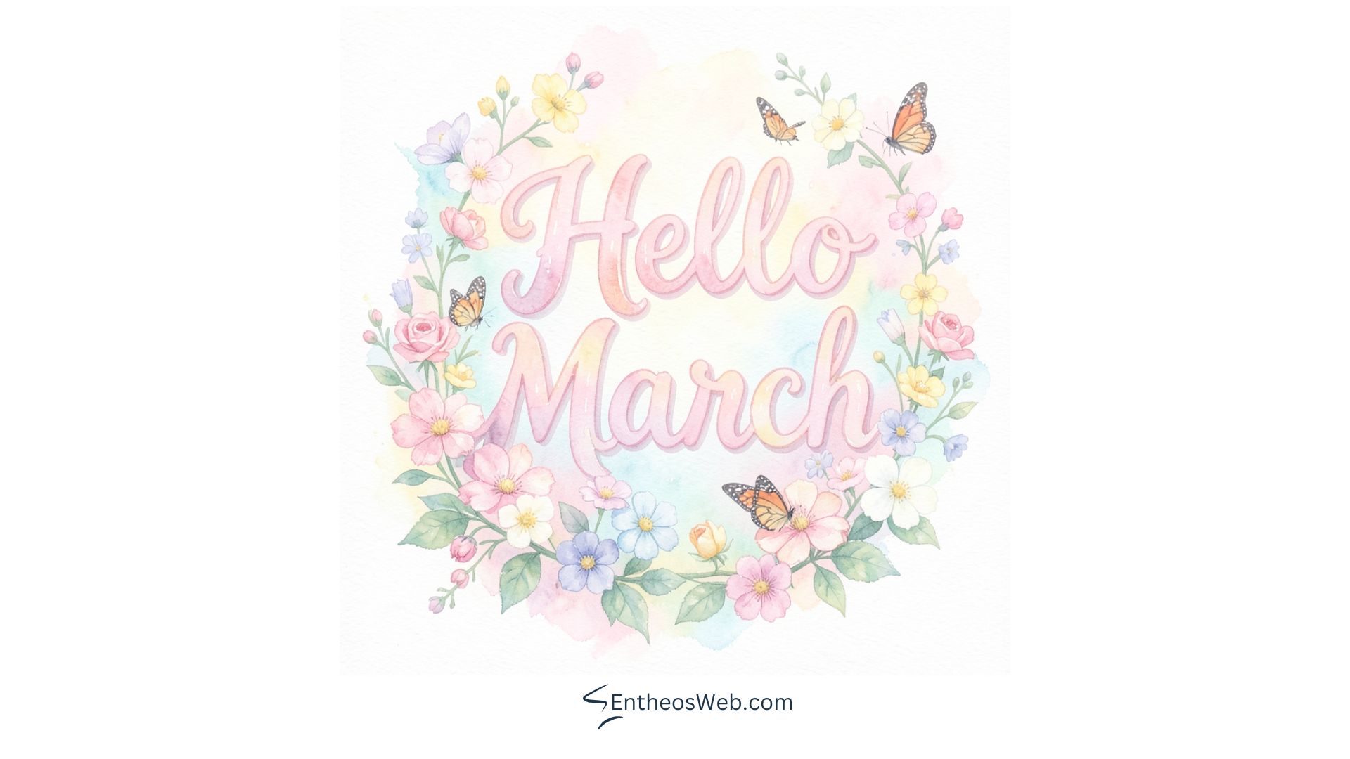 Hello march light pink watercolor desktop wallpaper | hello march images wallaper backgrounds facebook covers | entheosweb Hello march background