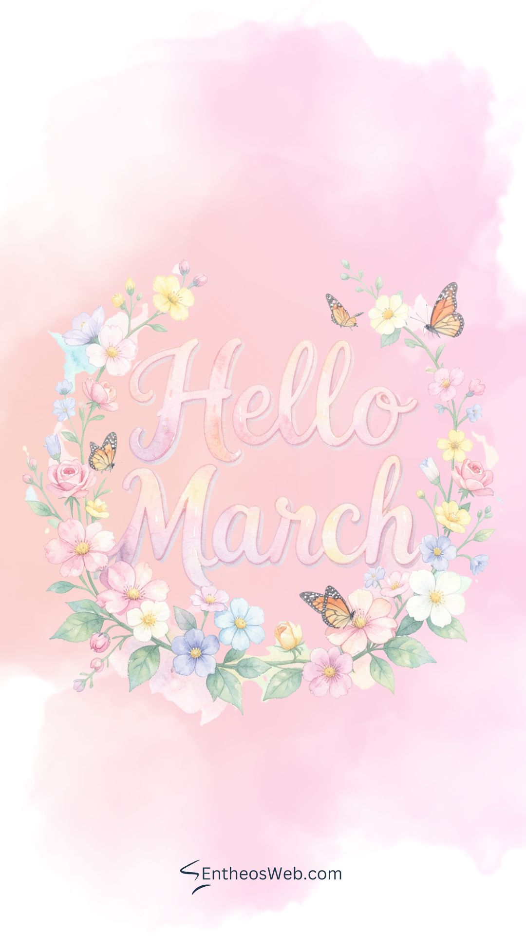 Hello march light pink watercolor phone wallpaper | hello march images wallaper backgrounds facebook covers | entheosweb Hello march phone wallpaper