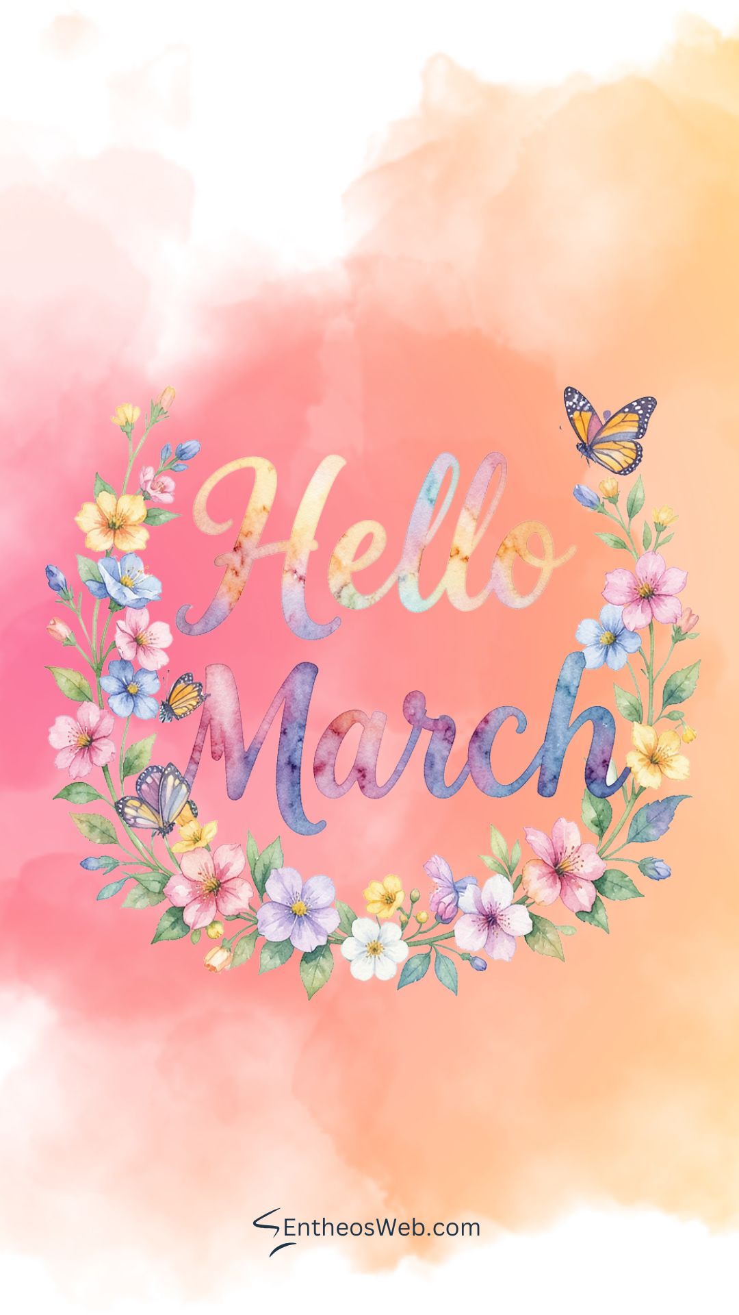 Hello march spring watercolor phone wallpaper | hello march images wallaper backgrounds facebook covers | entheosweb Hello march phone wallpaper