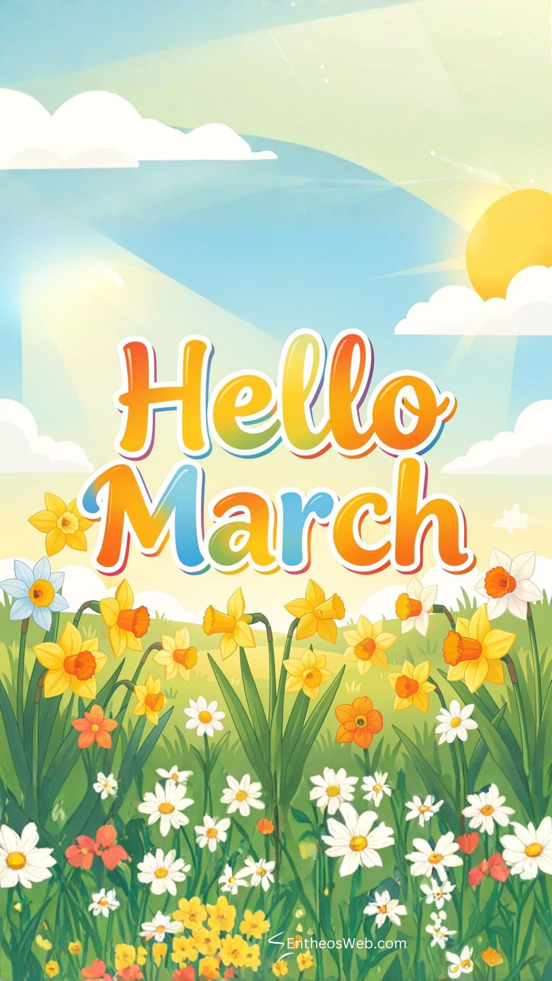 Hello march sunshine and daffodils phone wallpaper | hello march images wallaper backgrounds facebook covers | entheosweb Hello march phone wallpaper