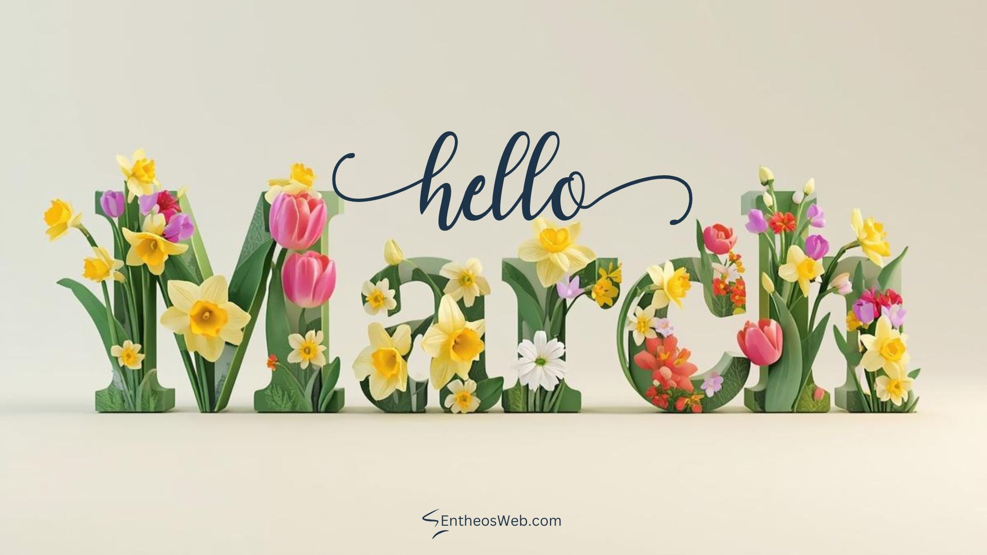 Hello march tulips and daffodils desktop wallpaper | hello march images wallaper backgrounds facebook covers | entheosweb Hello march desktop wallpaper