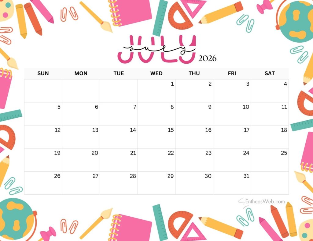 July 2026 calendar school