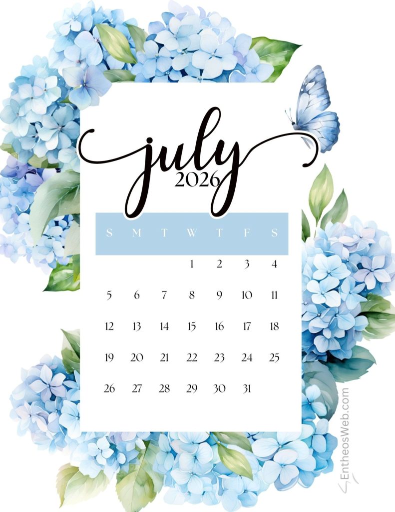 July 2026 printable calendar