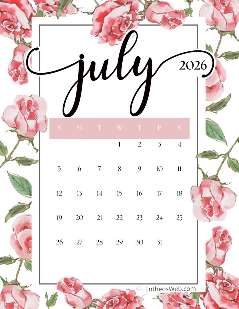 July 2026 printable calendar