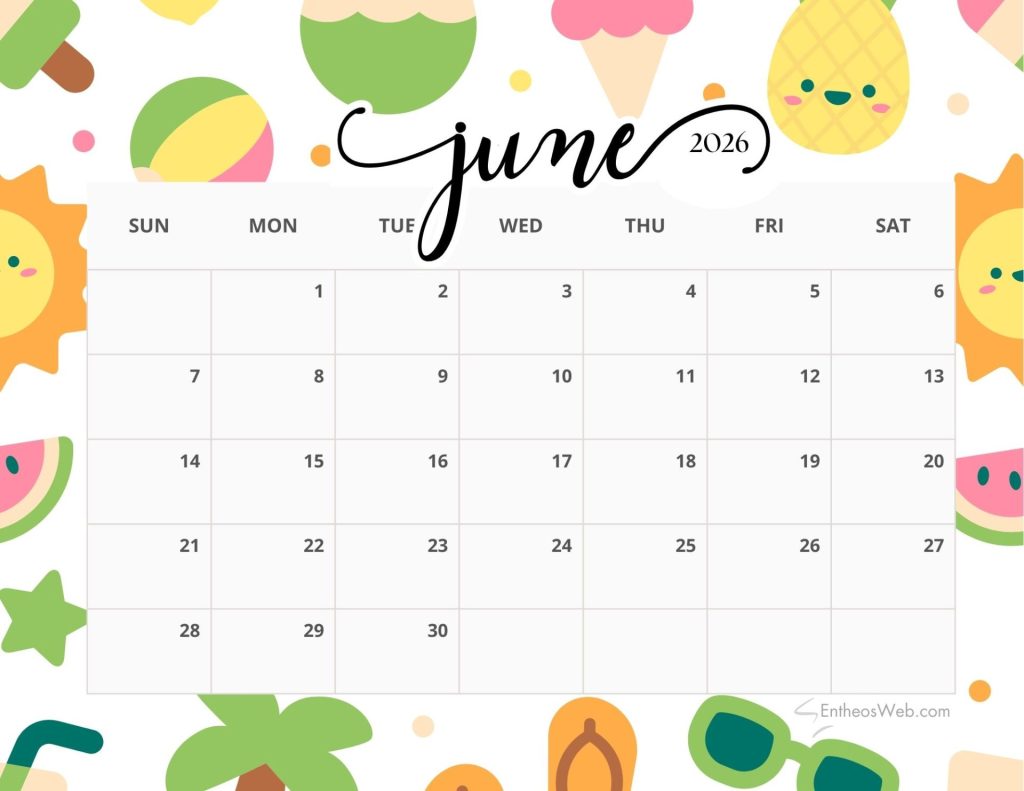 June 2026 printable calendar