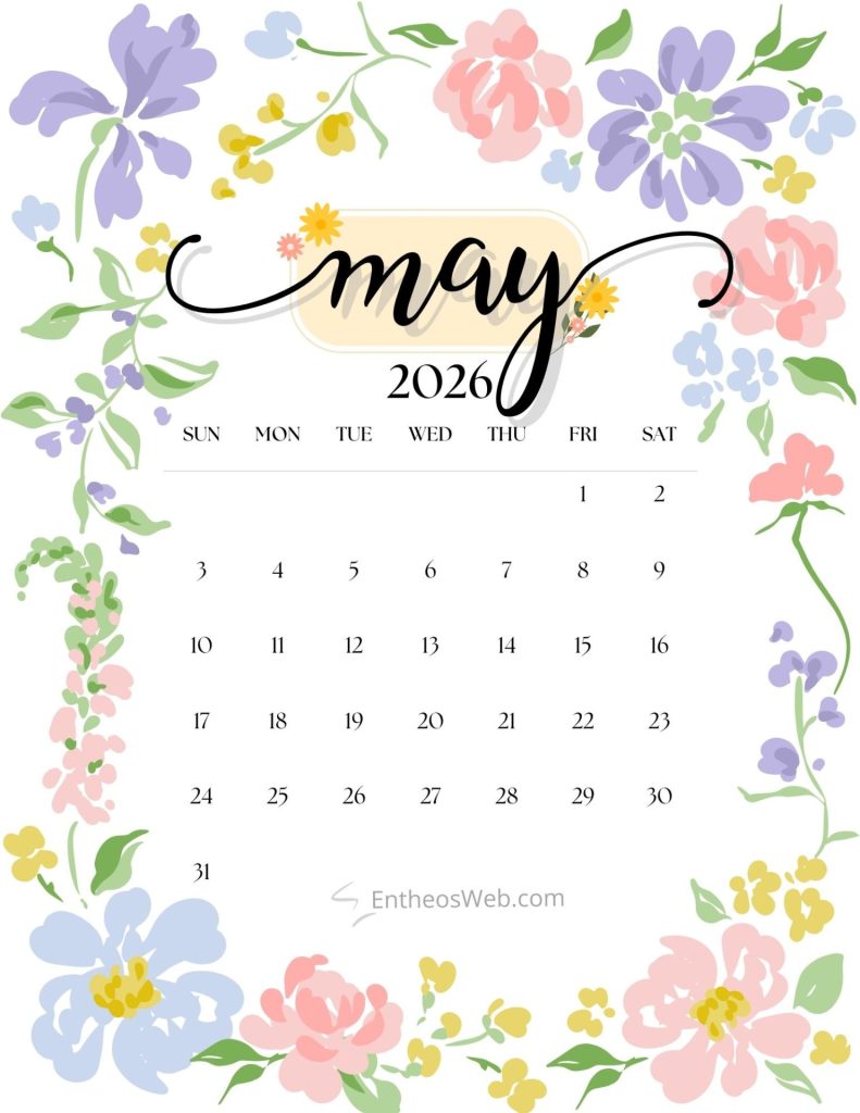 May 2026 printable calendar