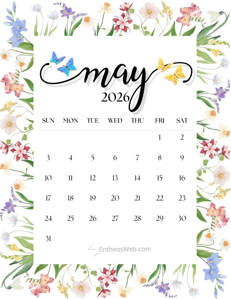 May 2026 printable calendar