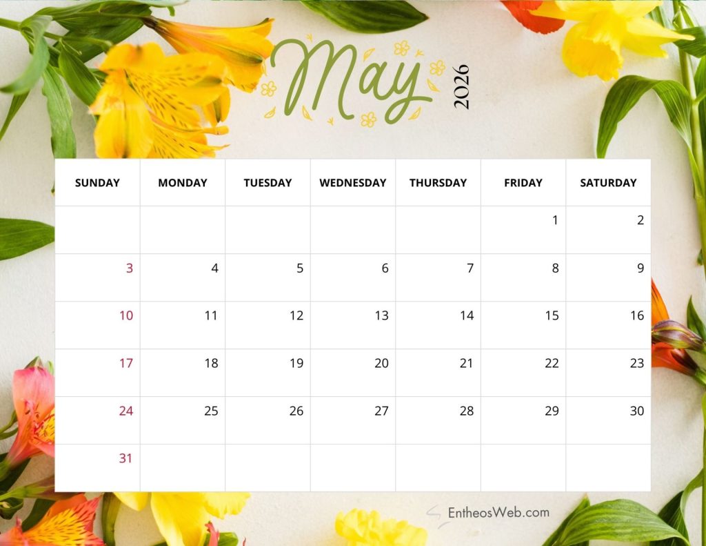 May 2026 printable calendar