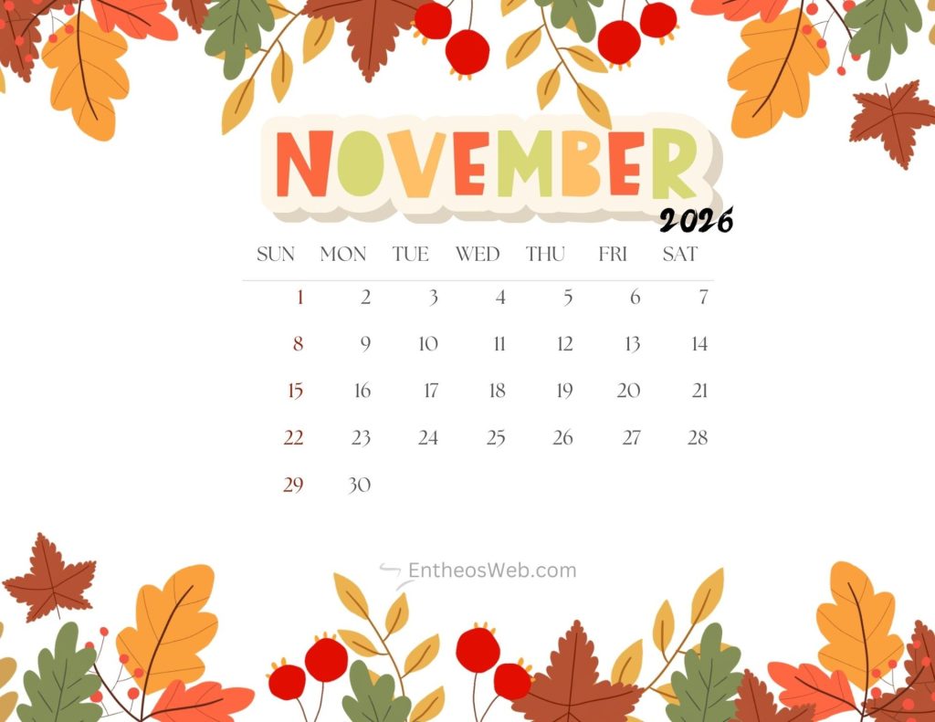November 2026 calendar fall leaves entheosweb