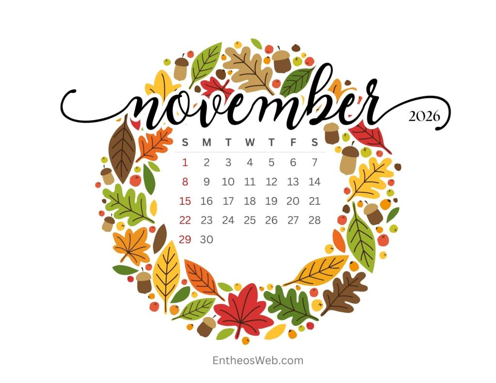 November 2026 printable calendar floral by entheosweb 3
