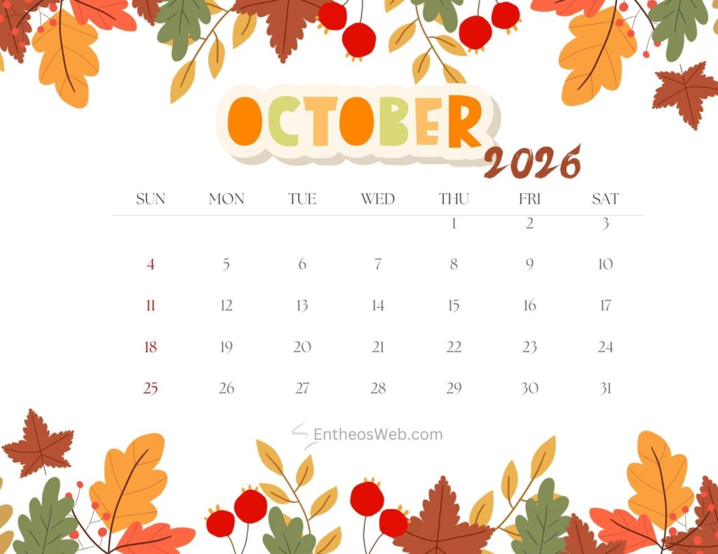 October 2025 calendar fall leaves entheosweb