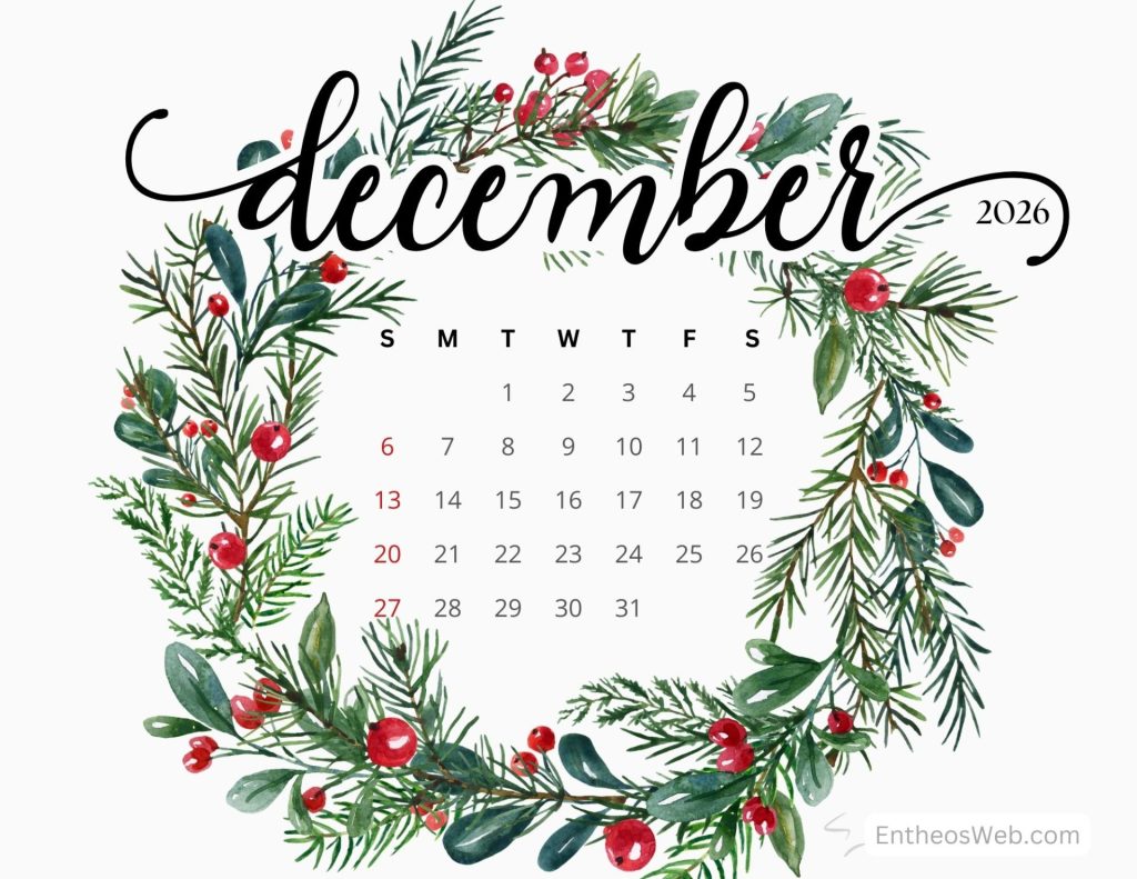 Printable december 2026 calendar by entheosweb 16