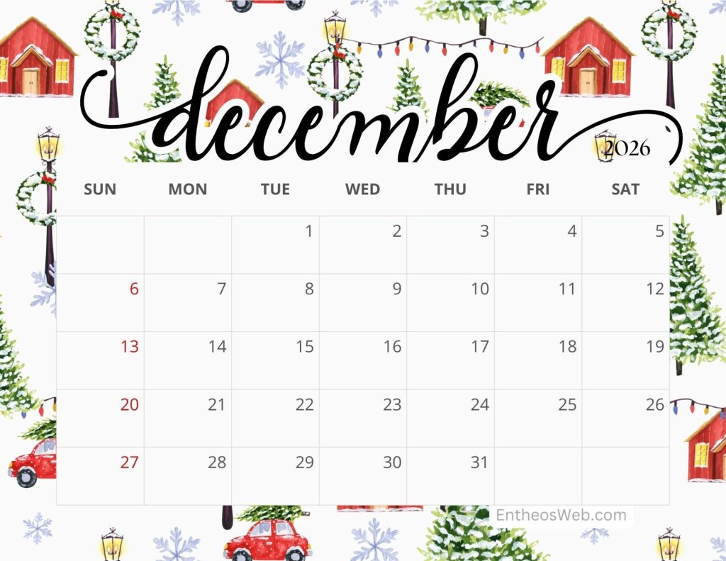 Printable december 2026 calendar christmas entheosweb 24