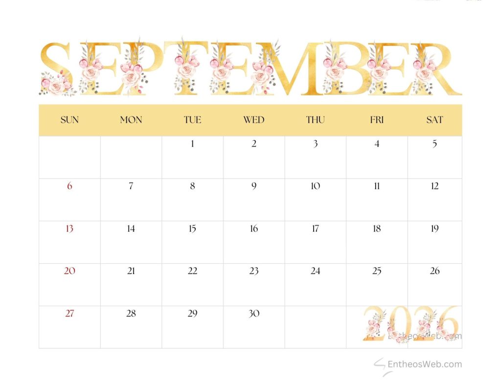 September printable calendars