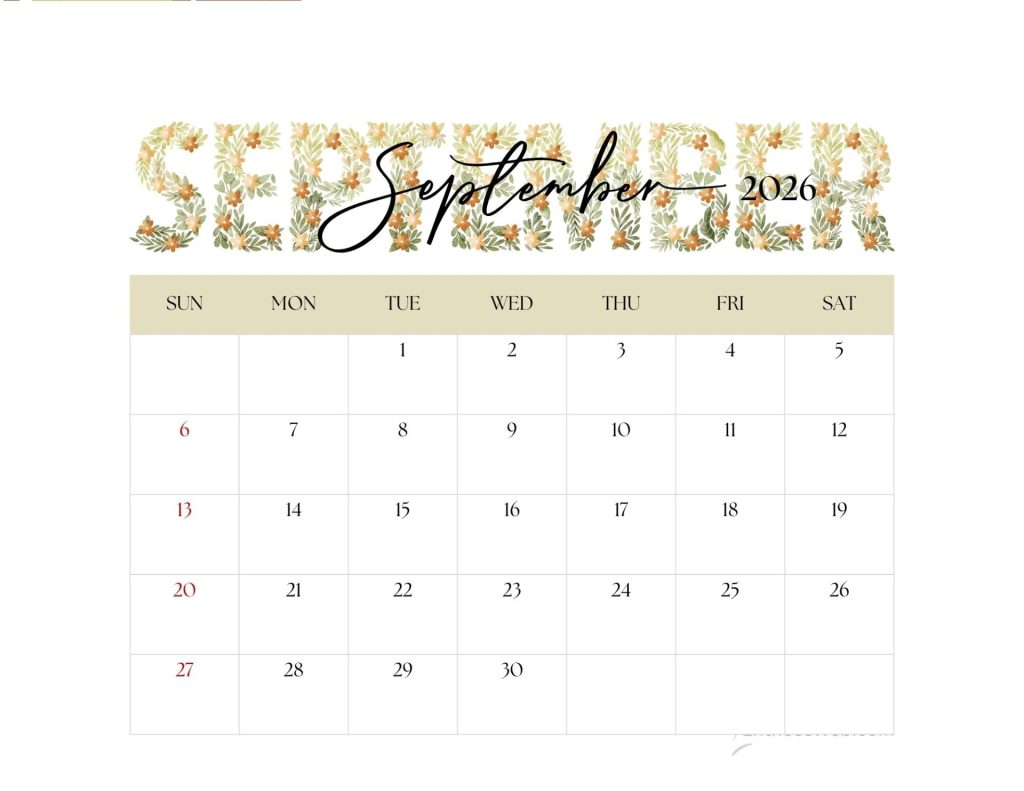 September printable calendars