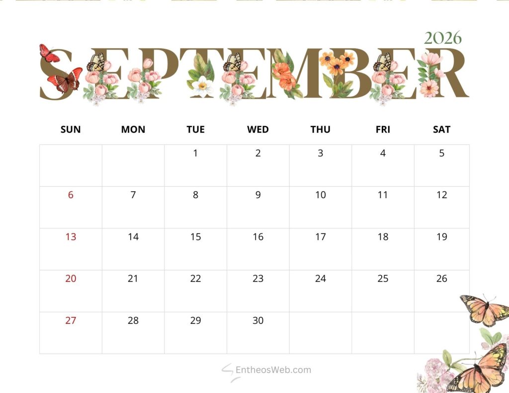 September printable calendars