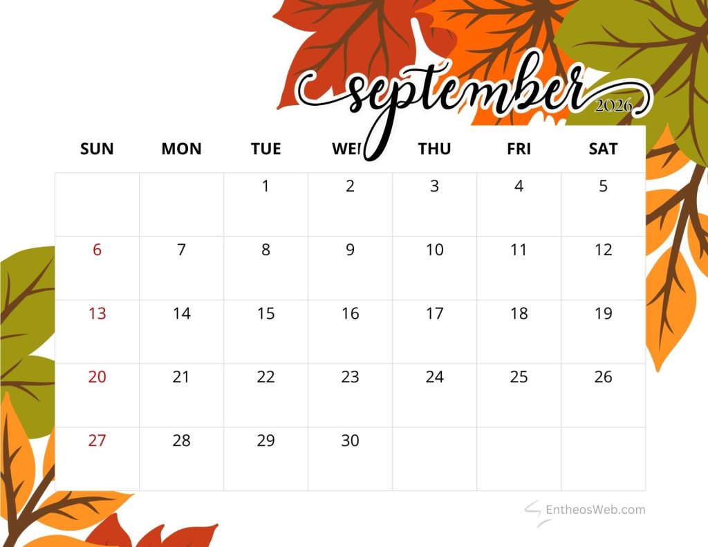 September printable calendars